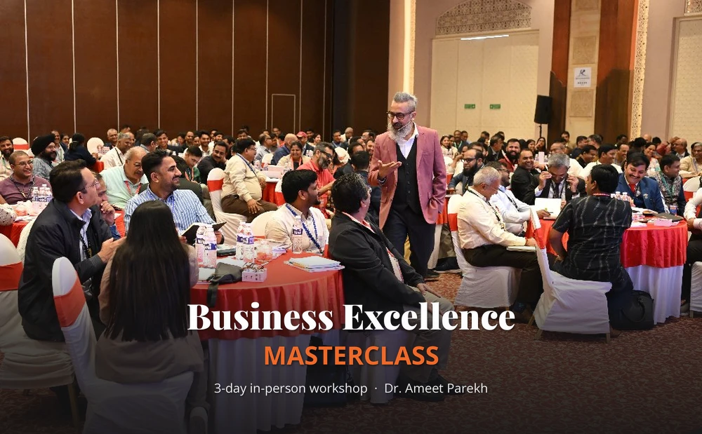 Dr. Ameet Parekh with participants at the in-person Business Excellence Masterclass
